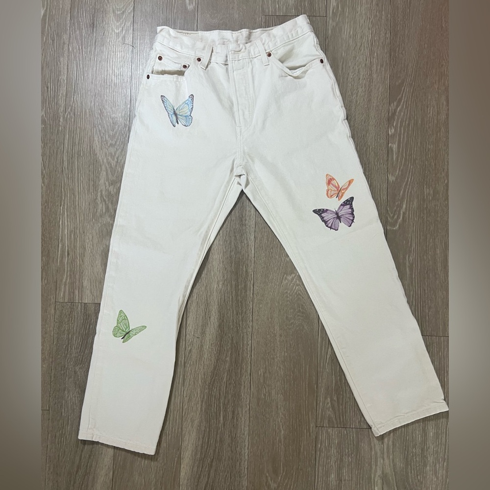 Levi’s 501 Women’s Give Me Butterflies High Rise Straight Leg Jeans Waist 28